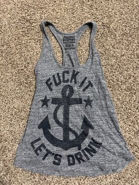 Size small Gray Graphic Racerback Tank - "Let's Drink"